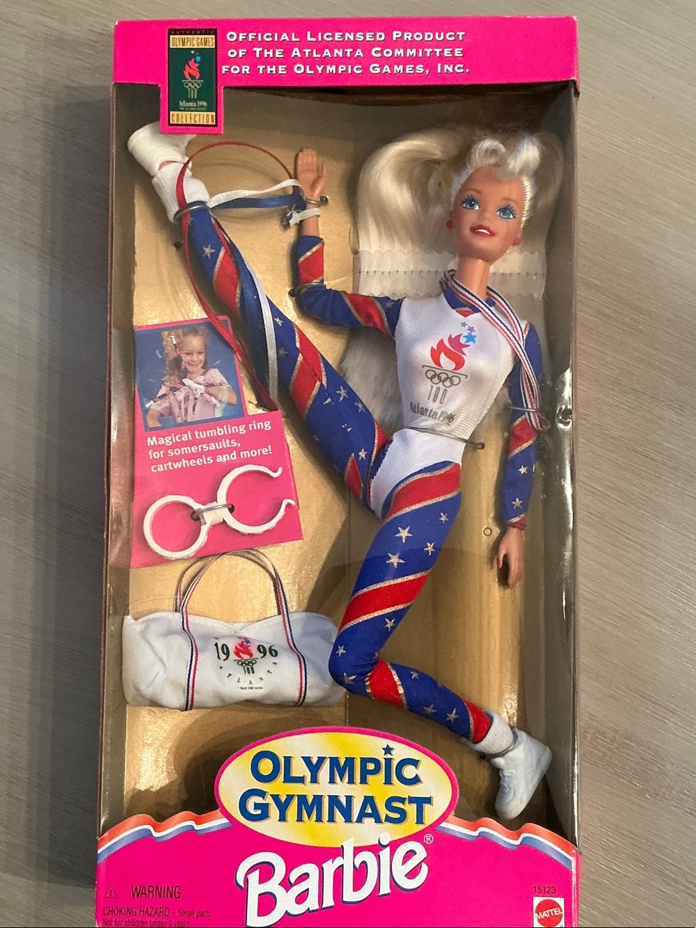 Barbie Gymnast Doll - Blue, Red & White Olympic Leotard